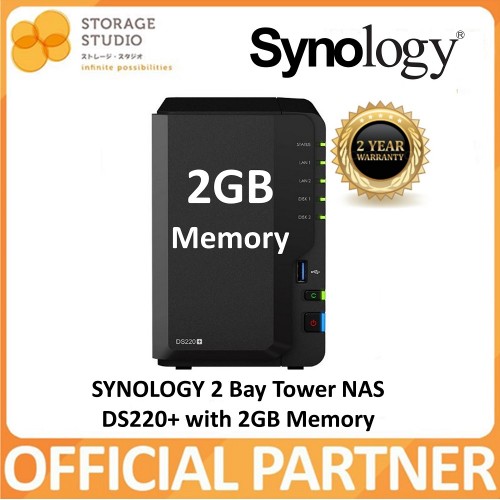 SYNOLOGY DS220+ 2 Bay DiskStation NAS with 2GB/6GB memory (Diskless)